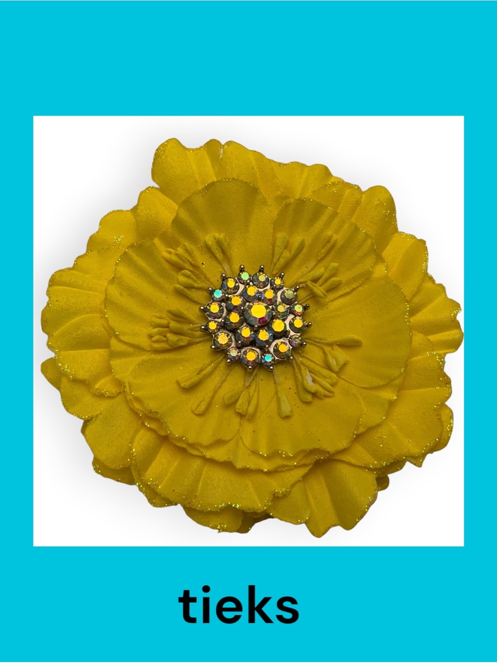 Tieks Yellow Fabric Flower with Rhinestone Cluster